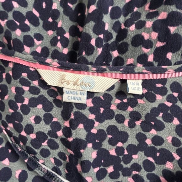 Boden Women's Floral Print Pleat Front Long Sleeve Blouse Top Size 10 Gray Blue - Picture 3 of 10